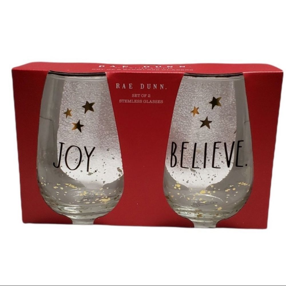 Rae Dunn Stemless Wine Glasses